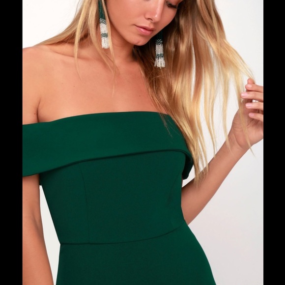 Lulu’s Aveline Forest Green Off-the-Shoulder Maxi Dress - Picture 4 of 9